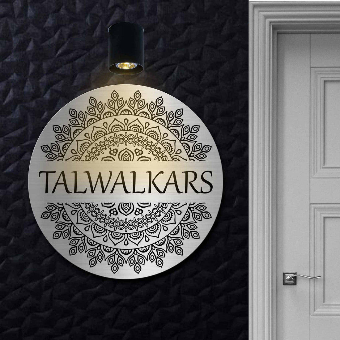 Round Mandella Engraved Name Plate