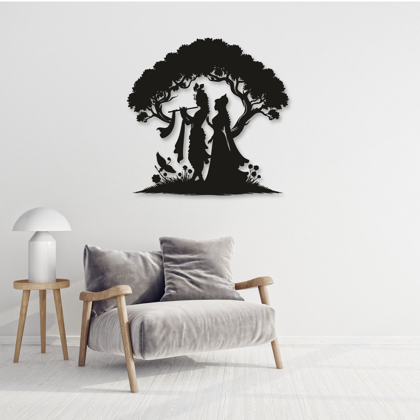 Radha Krishna Abstract Metal Wall Art