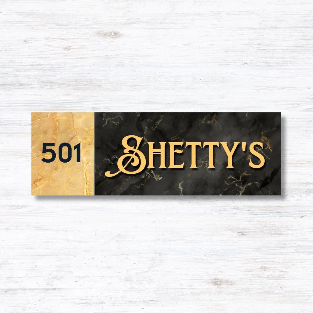 Black Marble Printed Metal Nameplate