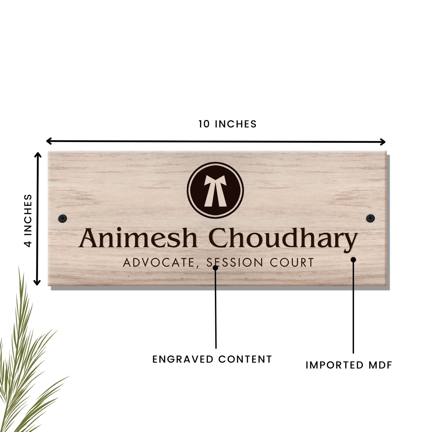 Wooden Engraved Advocate Name Plate - Customized Nameplates for Home Online