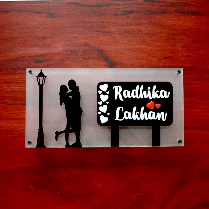 Couple Name Plate - Frosted Acrylic 02 - Home Name Plate Design