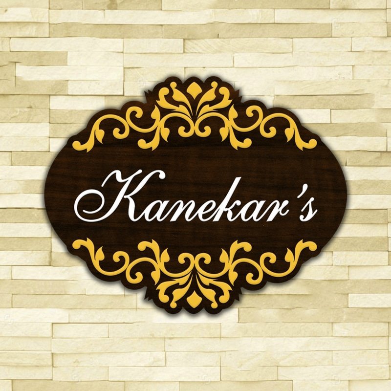 Wooden Oval Ornament Name Plate - Home Name Plate Design