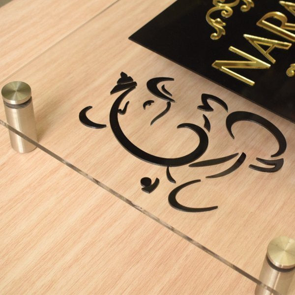 Acrylic Ganesha Name Plate - Name Plate Design for Home