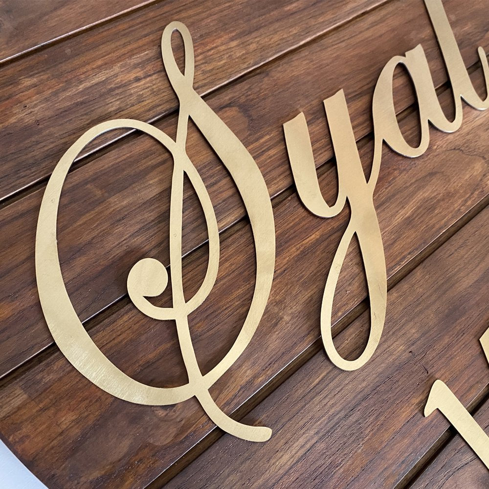 Round Grooved Teak Wood Name Plate