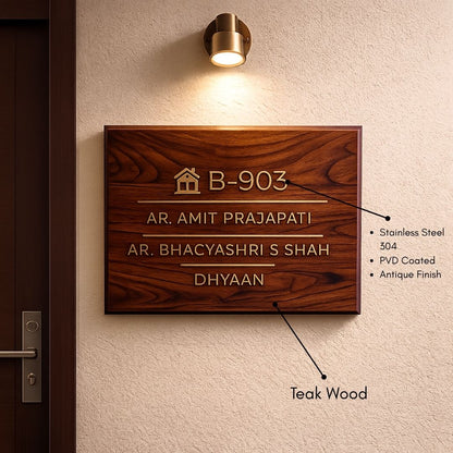 Teak Wood Nameplate