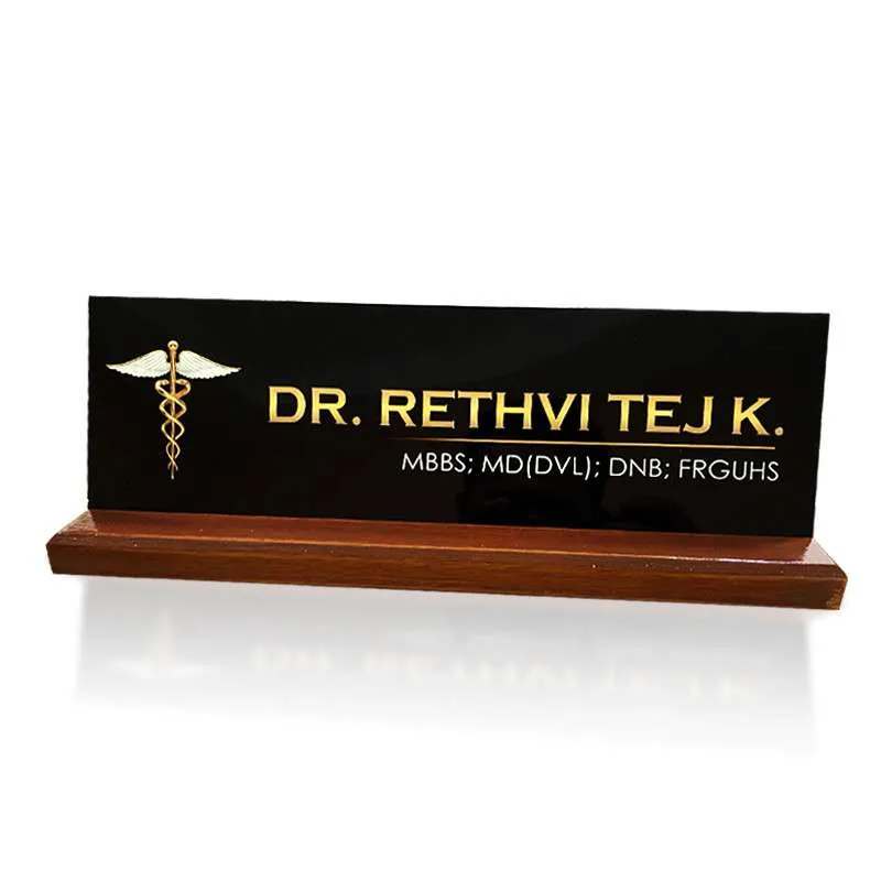 Printed Doctor Desk Name Plate - Corporate Office Nameplates