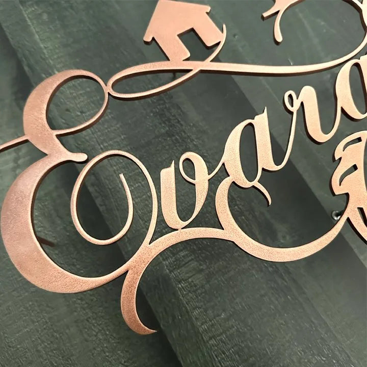 Rose Gold Leaf Cutout MS Name Plate