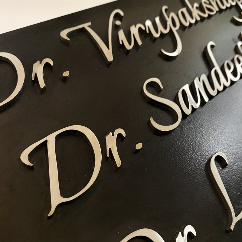 Plain & Professional Stainless Steel - Doctor Name Plate