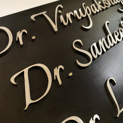 Plain & Professional Stainless Steel - Doctor Name Plate