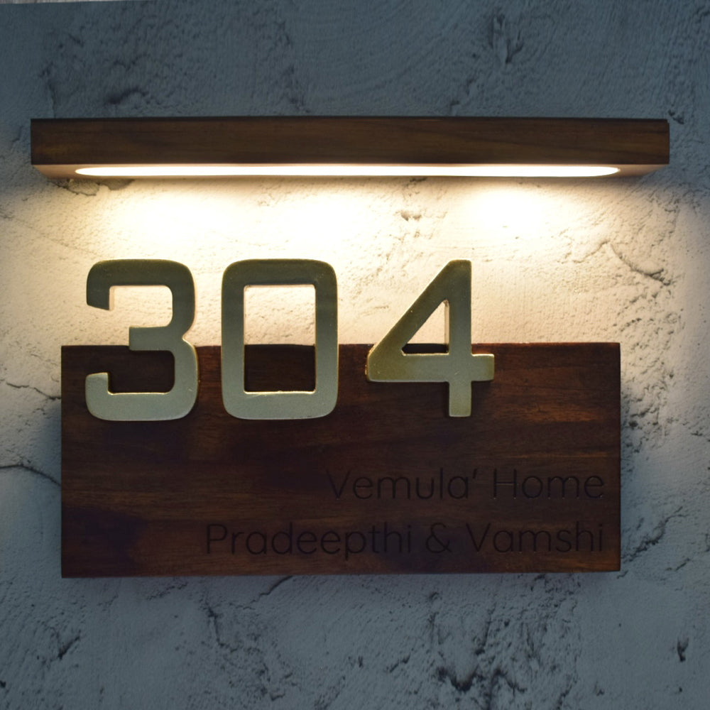 Urban Block Luxury Teak Wood Nameplate