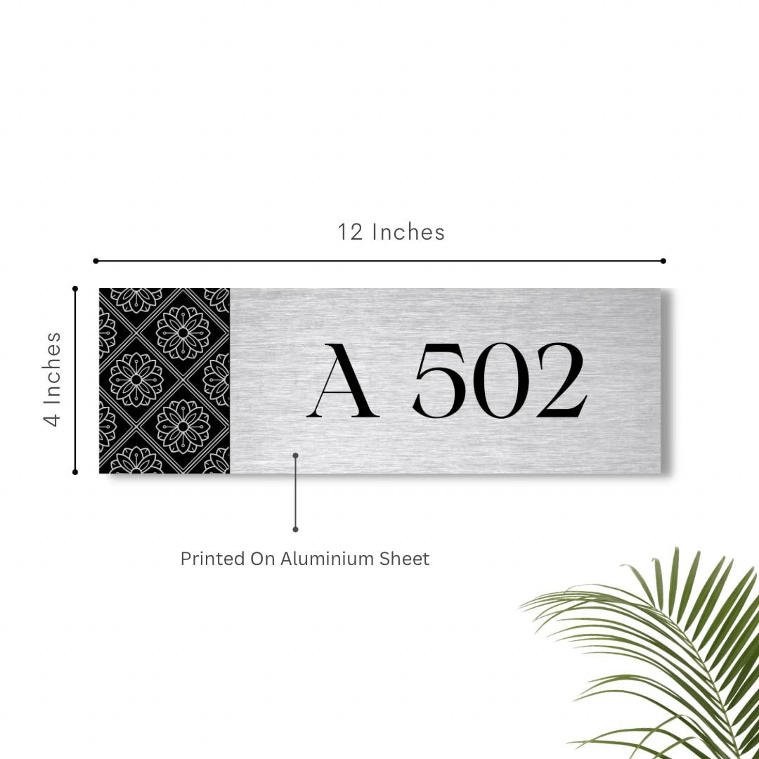 Silver Brushed Metal Printed Flat Number