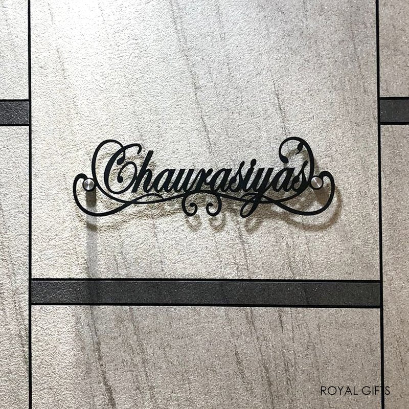 Elegant Black Mild Steel Name Plate - Home Name Plate Design - Mild Steel