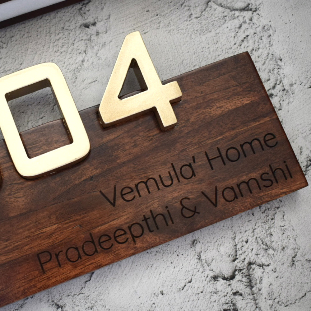 Urban Block Luxury Teak Wood Nameplate