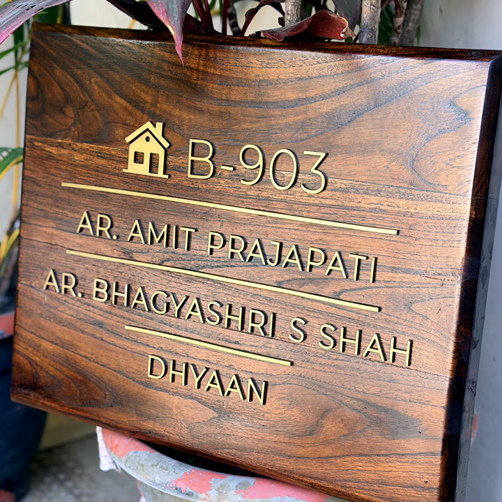 Teak Wood Nameplate