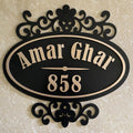 Black Matte Metal House Number Plate - Name Plate Design for Home