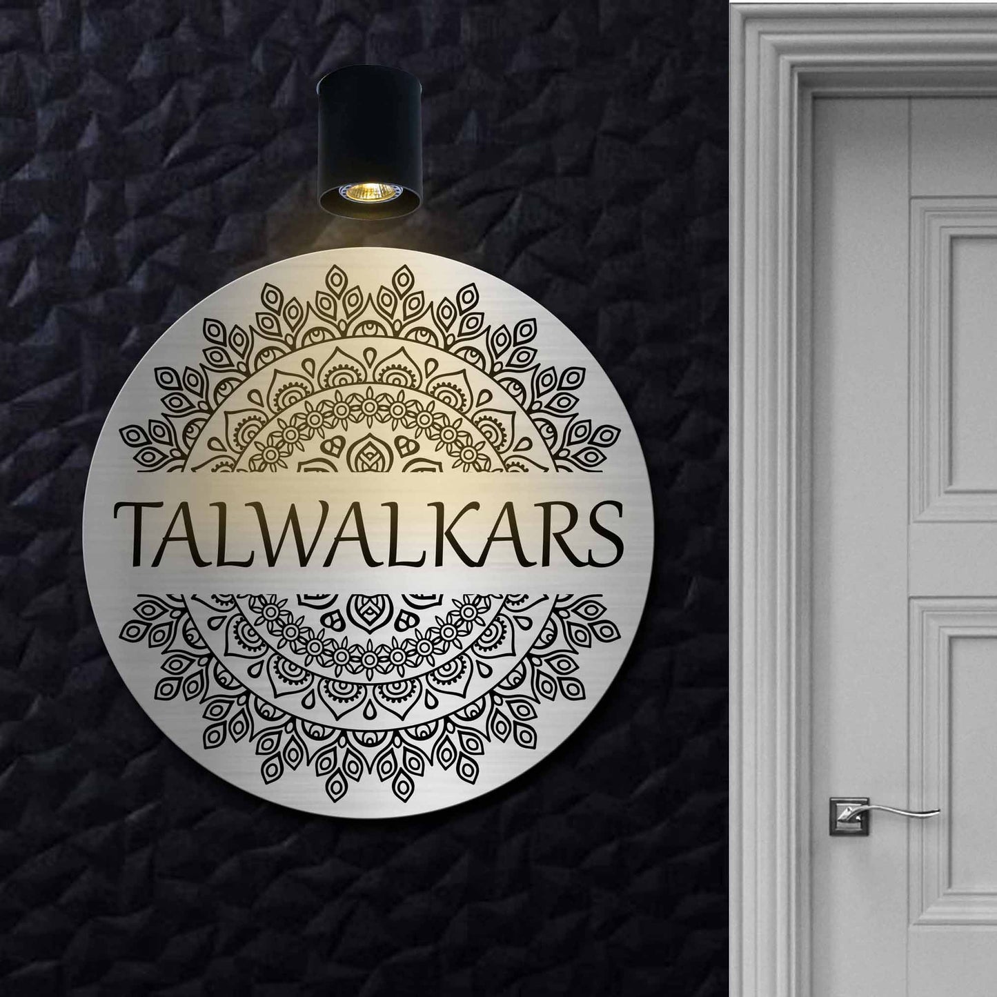 Round Mandella Engraved Name Plate
