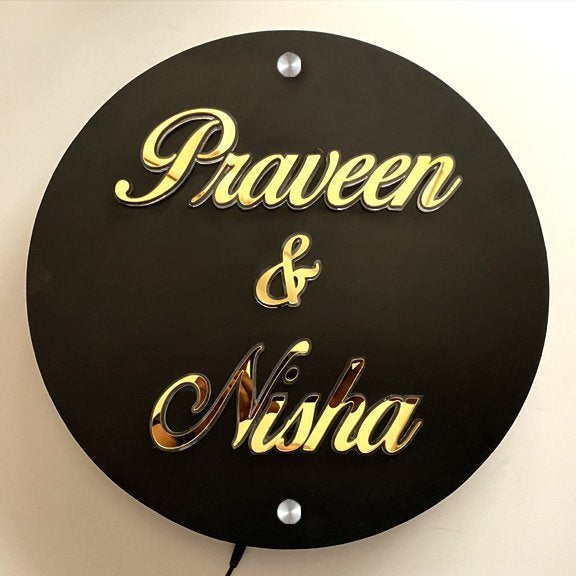 Name Plate - Round LED - Home Name Plate Design