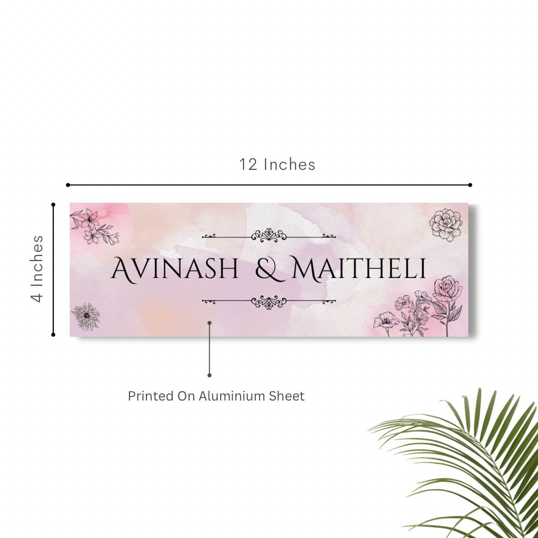 Floral Printed Door Name Plate