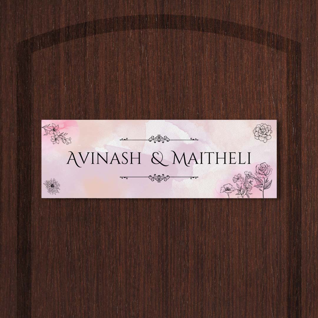 Floral Printed Door Name Plate