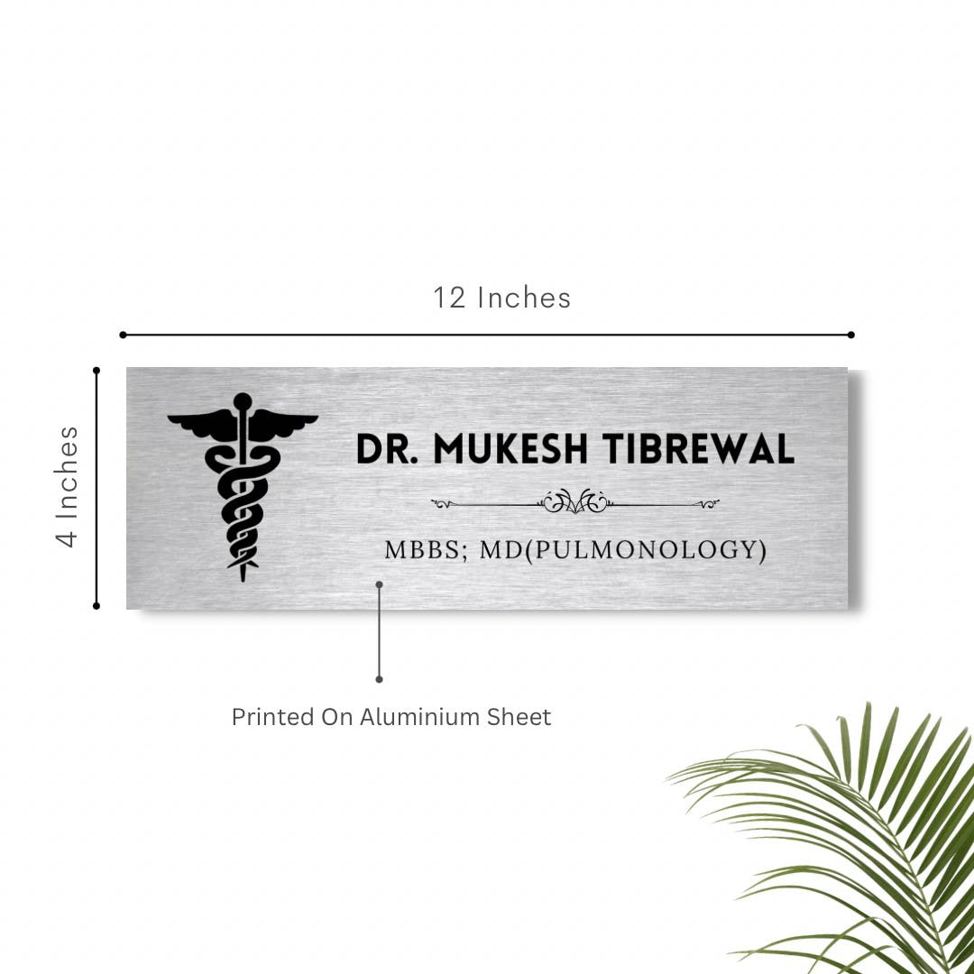 Silver Brushed Doctor Name Plate
