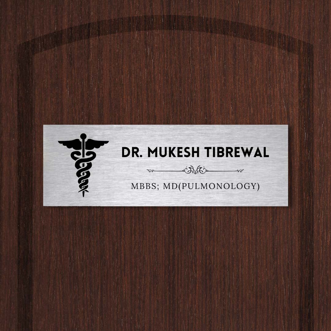 Silver Brushed Doctor Name Plate