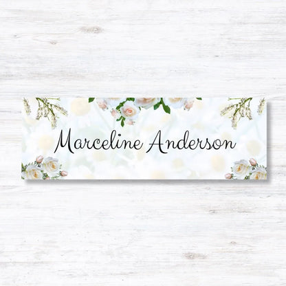 White Floral Printed Name Plate