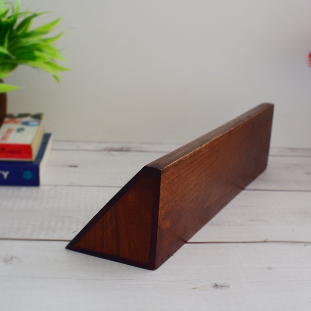 Aesthetic Teak Wood Desk Name Plate (Gold) - Corporate Office Nameplates