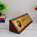 Aesthetic Teak Wood Desk Name Plate (Gold) - Corporate Office Nameplates