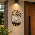 NatureScape black metal custom house nameplate, 18x12 inch powder-coated mild steel with acrylic letters