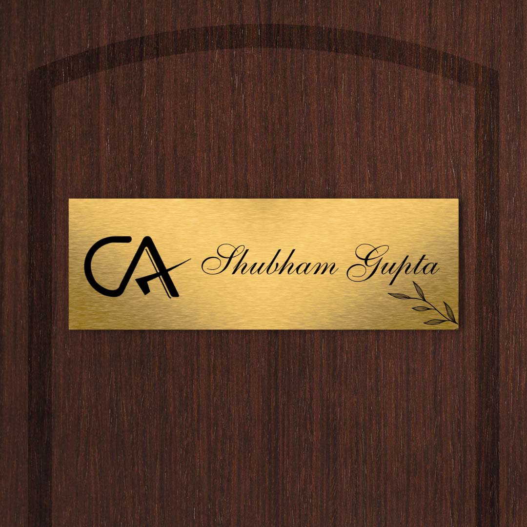 Golden Brushed CA Printed Name Plate