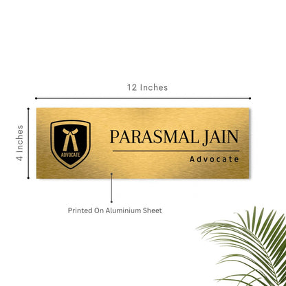 Advocate Golden Brushed Printed Name Plate