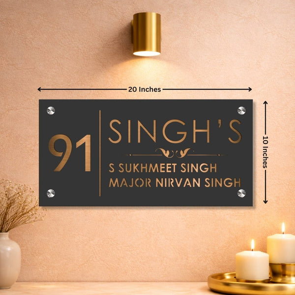 Gunmetal Grey Family Nameplate