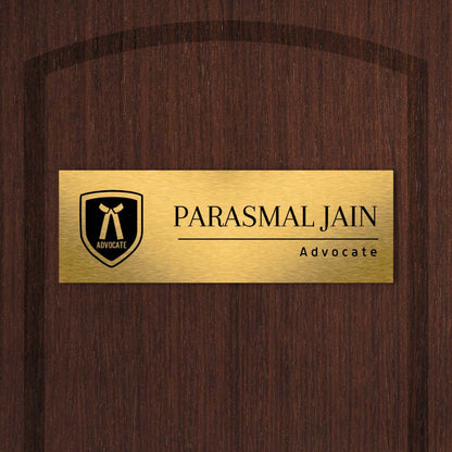 Advocate Golden Brushed Printed Name Plate