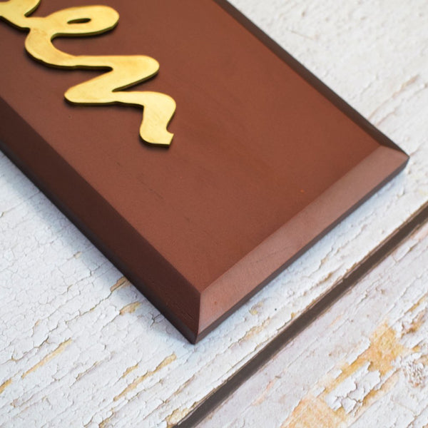 Antique Copper Teak Wood With Brass letters