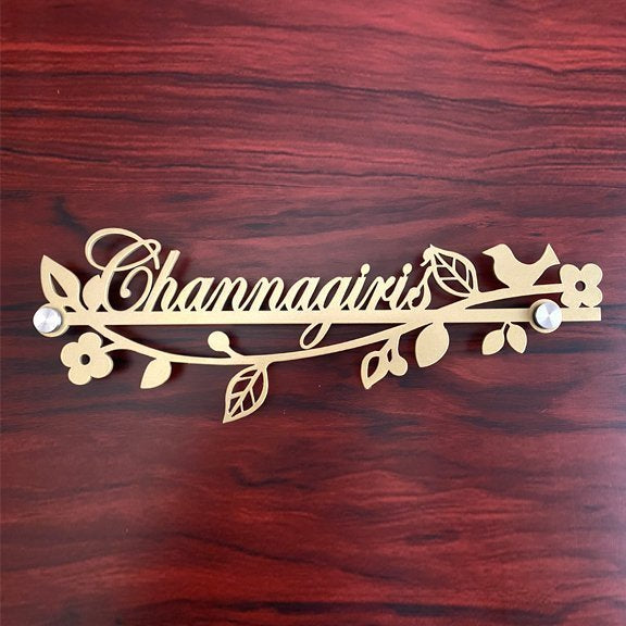 MS Gold Bird Cutout Name Plate - Customized Nameplates for Home Online