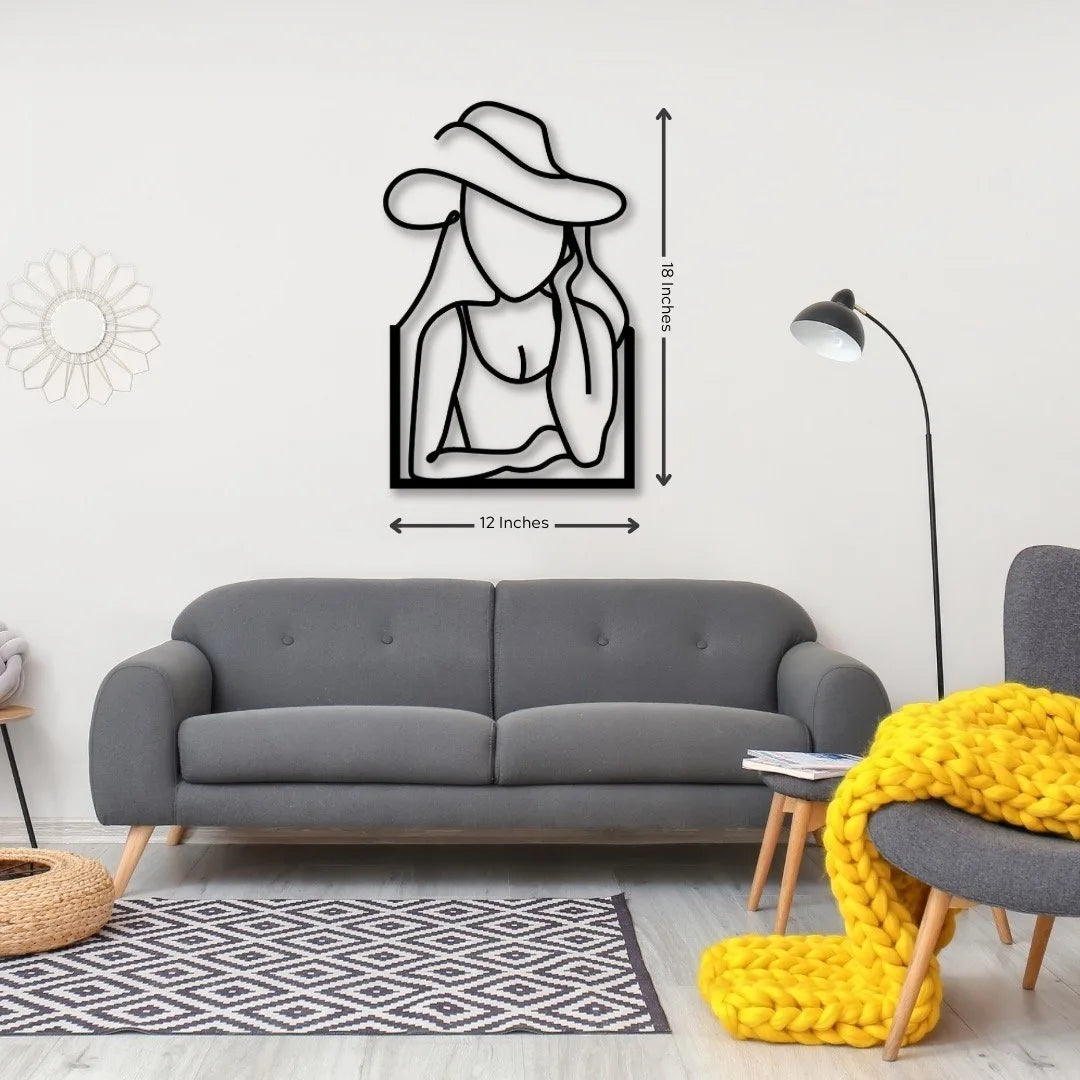 Illustrator Cow Girl Wall Metal Art