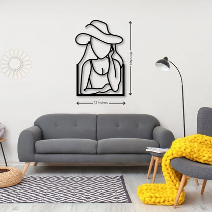 Illustrator Cow Girl Wall Metal Art