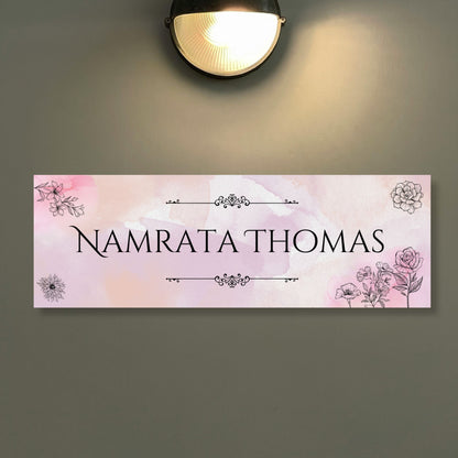 Floral Printed Door Name Plate