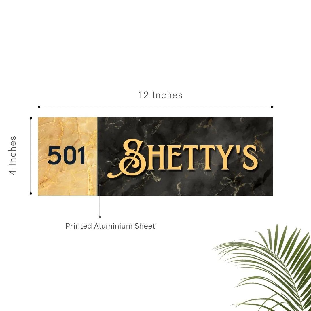 Black Marble Printed Metal Nameplate