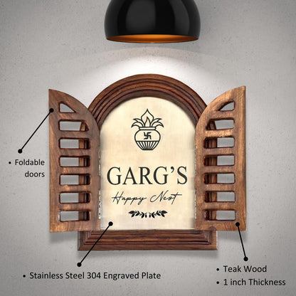 Teak Wood Jharokha Nameplate