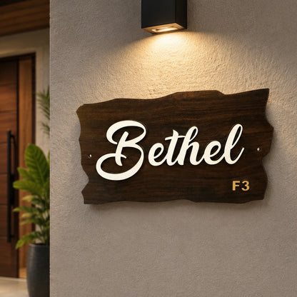 Wooden Name Plate - Home Name Plate Design