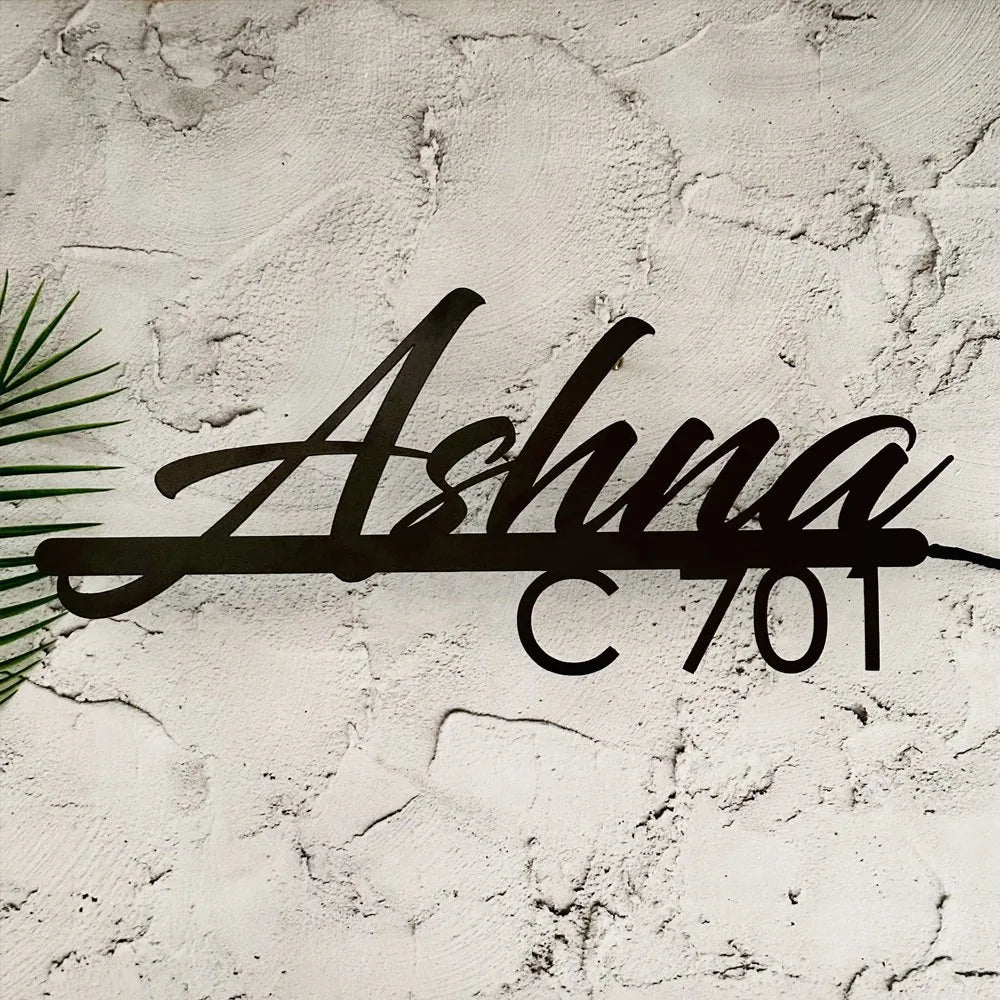 Stygian Mild Steel LED Name Plate for Home