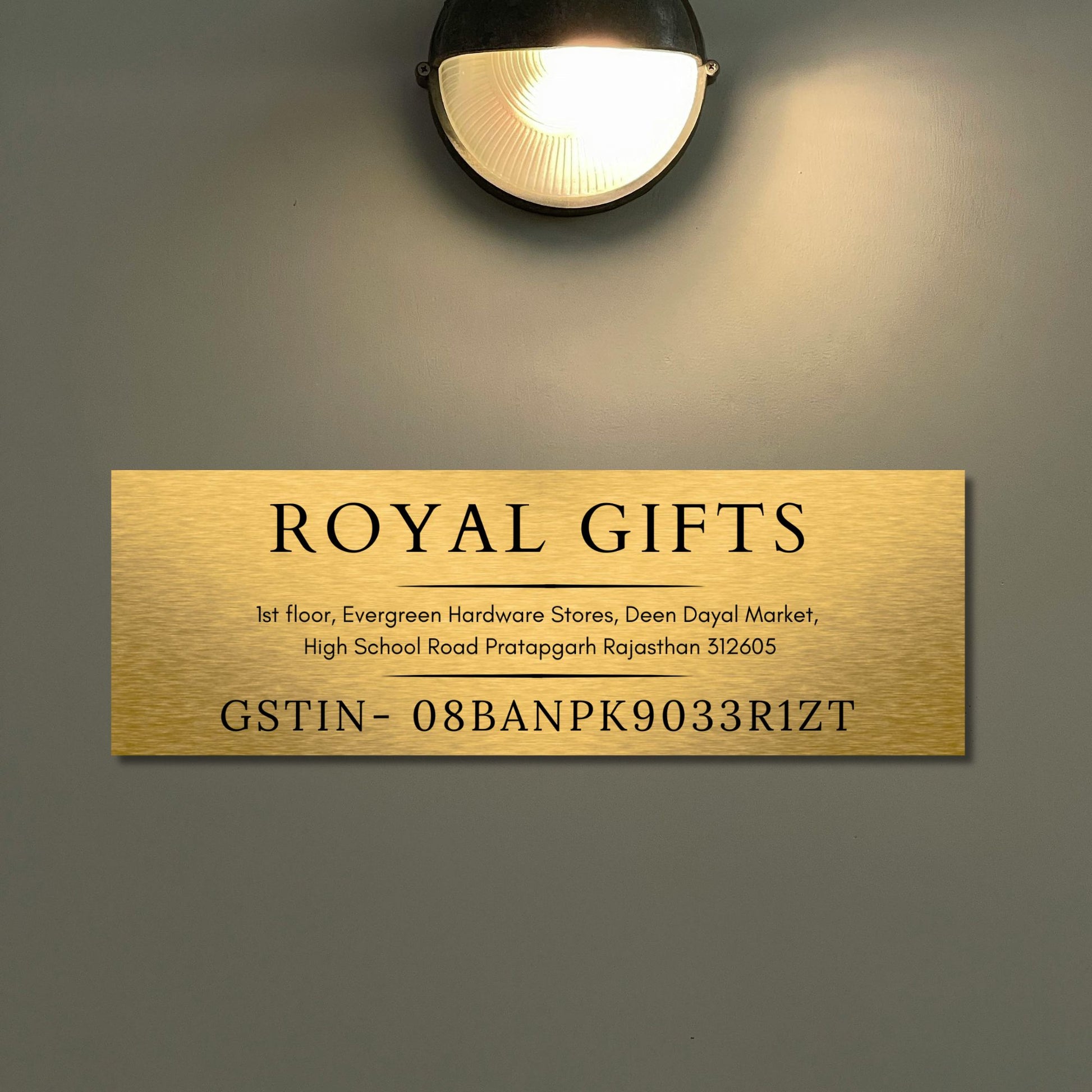 Golden Brushed GST Nameplate