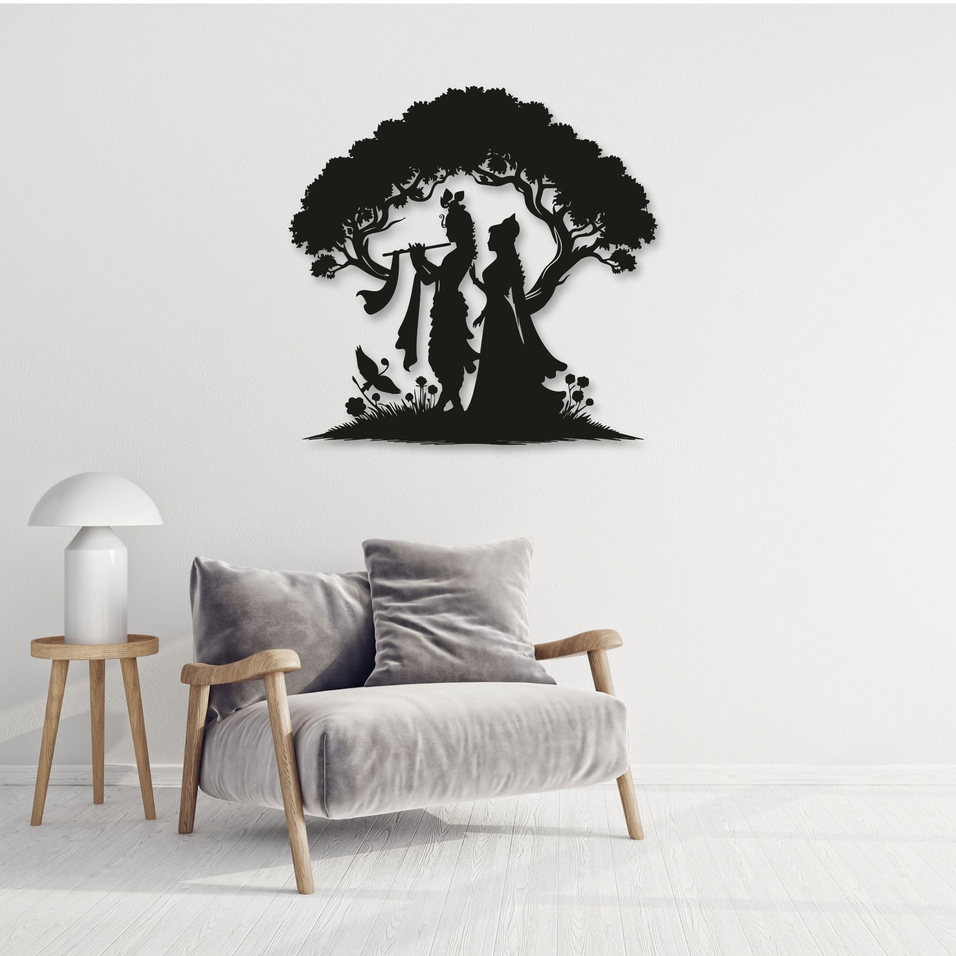 Radha Krishna Abstract Metal Wall Art