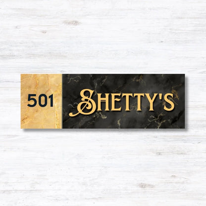 Black Marble Printed Metal Nameplate