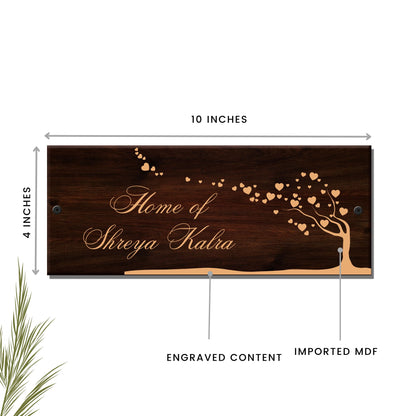 Dark Brown Wooden Engraved Couple Name Plate – Customized Nameplates For Home Online