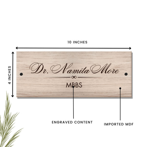Wooden Engraved Doctor Name Plate - Customized Nameplates for Home Online