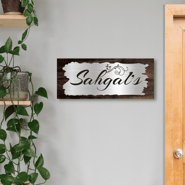 Rugged Silver Engraved Name Plate