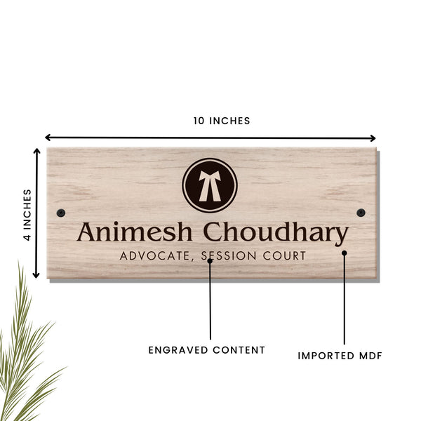 Wooden Engraved Advocate Name Plate - Customized Nameplates for Home Online