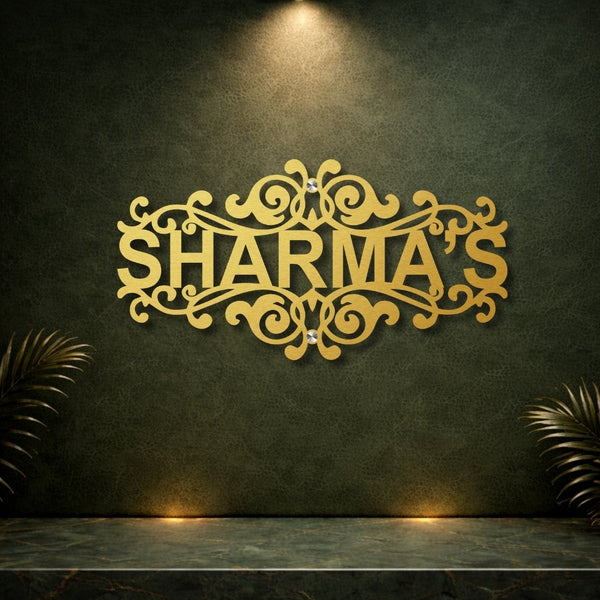 Royal Metal Floral Name Plate - Name Plate Design for Home